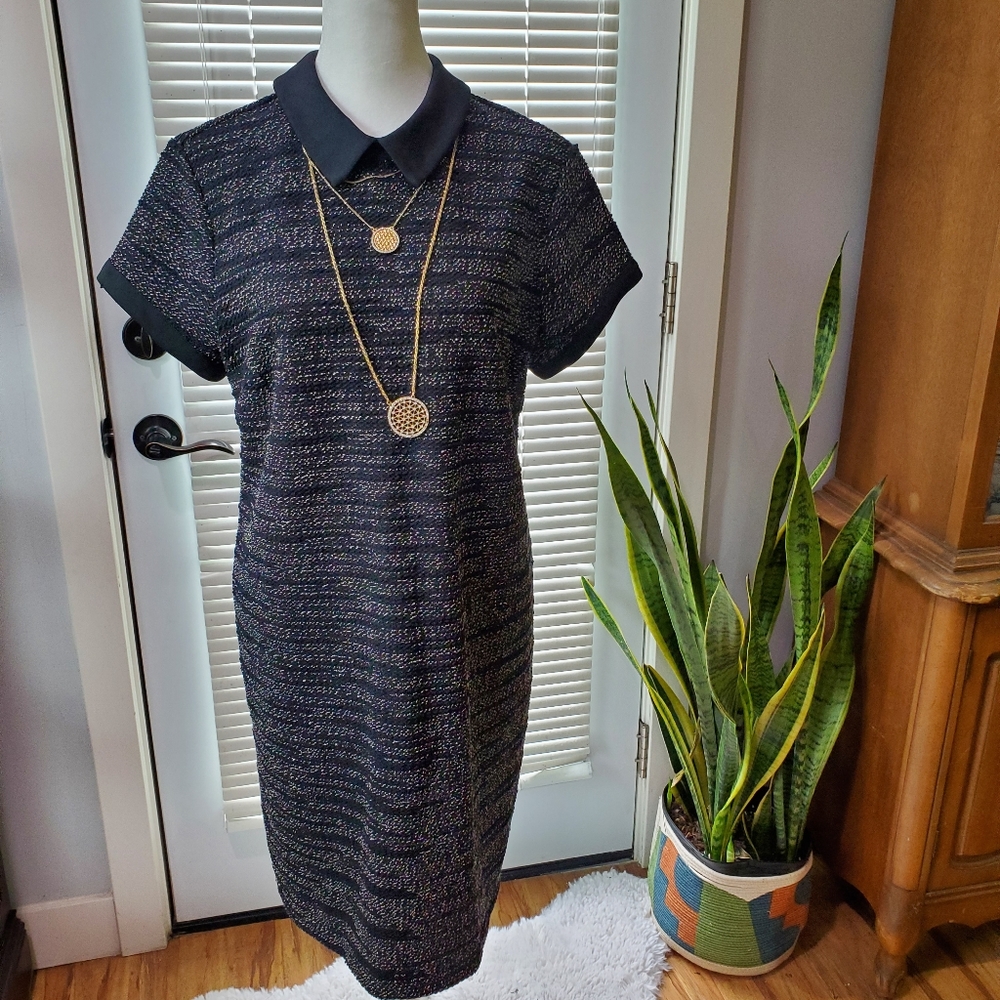 Maisonette Jules black and white tweed collar dress